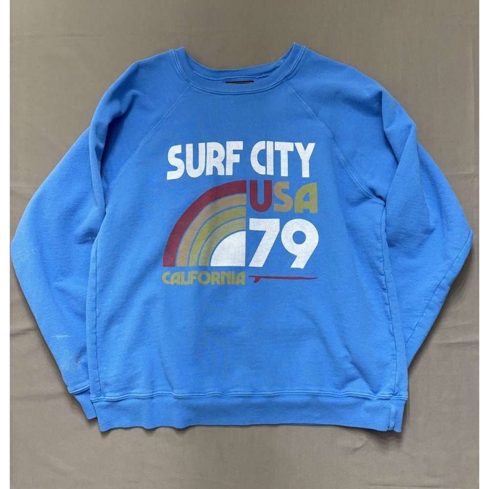 Retro Brand Black Label Unisex Blue Surf City Sweatshirt Rare Find Size Medium